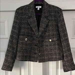 Nine West Black and White Checkered Blazer